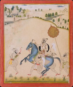 Maharana Amar Singh II montando un caballo de Jodhpur de Stipple Master