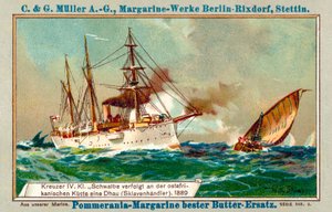Crucero alemán Schwalbe siguiendo un dhow de esclavos frente a la costa de África Oriental de Willy  Stoewer 