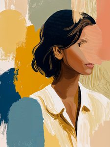 Retrato abstracto a todo color de Studio Palette