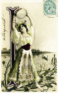 I: Mlle Fischer, artista de los años 1900 - Alfabeto en postal