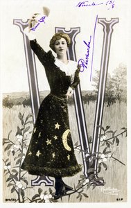 W: Liane De Pougy, bailarina y cortesana de la Belle Époque - alfabeto en postal