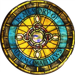 Ventana circular de vidrio emplomado de Tiffany Studios (vidrio emplomado)