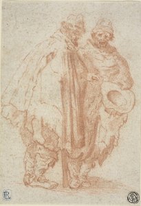 Dos hombres barbudos con capas raídas de Style of Jacques Callot