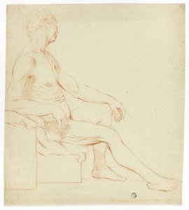 Académico desnudo masculino sentado de Style of Jacques Louis David