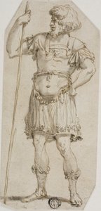 Guerrero romano de pie con bastón en la mano de Style of Raymond de Lafage
