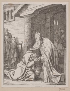 El Obispo Vilhelm Recibe al Arrepentido Svend Estridsen en la Puerta de la Iglesia de Södergren