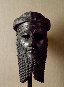 Arte sumerio: cabeza de rey, quizás Naram-Sin (Naram Sin) (2254-2218 a.C.). Escultura de bronce. Aproximadamente 2250 a.C. Dim. 36x20 cm Bagdad, Museo Nacional de Irak de Sumerian Sumerian