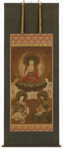 Tríada budista: Sakyamuni, Manjusri y Samantabhadra, período Edo, mediados del siglo XVII-principios del siglo XVIII de Sumiyoshi Gukei