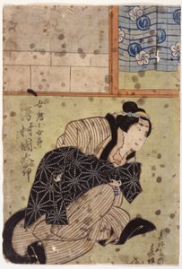 Sawamura Kunitar? Ii como la esposa Kojor?, de la obra Hanafubuki Utanonadokoro (xilografía en color) de Sunbaisai Hokuei