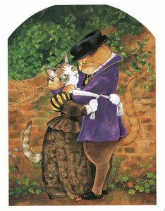 Ilustración de Gatos prerrafaelitas (pub. 1999) de Susan Herbert