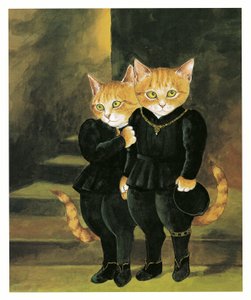 Ilustración de Gatos prerrafaelitas (pub. 1999) de Susan Herbert