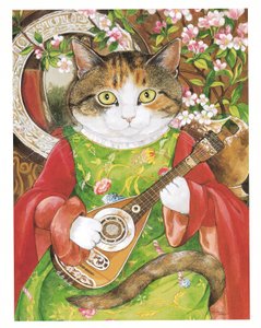 Ilustración de Gatos prerrafaelitas (pub. 1999) de Susan Herbert