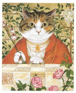 Ilustración de Gatos prerrafaelitas (pub. 1999) de Susan Herbert