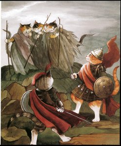 Ilustración de Shakespeare Cats (pub. 1996) de Susan Herbert
