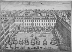 Vista aérea de Devonshire Square, Ciudad de Londres, 1740 de Sutton Nicholls