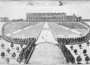 Frente este de Hampton Court, c.1830 de Sutton Nicholls