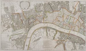 Mapa de Westminster, la Ciudad de Londres, Southwark y áreas circundantes, 1739 de Sutton Nicholls
