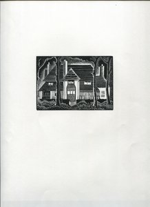 La casa en el bosque (grabado en madera)