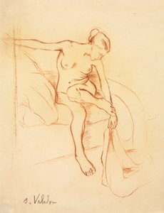 Mujer Desnuda Sentada en una Cama de Suzanne Valadon
