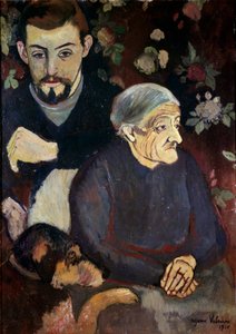Retrato del pintor Maurice Utrillo, su abuela y un perro