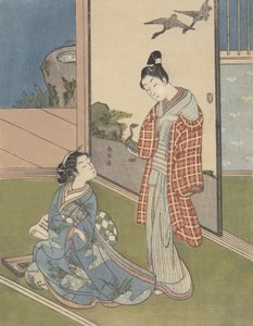 Una niña escribiendo una carta, siglo XVIII de Suzuki Harunobu