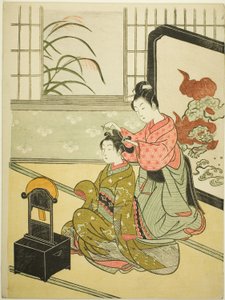 Luna de Otoño en el Espejo, de la serie "Ocho Vistas del Salón" de Suzuki Harunobu