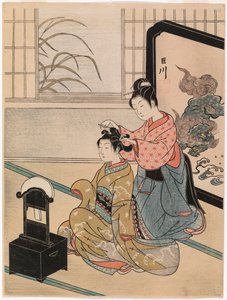 Luna de otoño en el espejo de Suzuki Harunobu