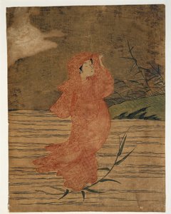 Primer plano de la pintura de una mujer de Suzuki Harunobu