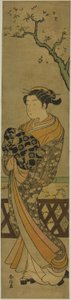 Cortesana desfilando bajo el cerezo de Suzuki Harunobu