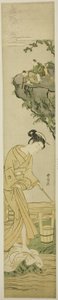 Inmortales taoístas espiando a una joven belleza de Suzuki Harunobu