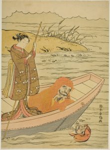Daruma mirando su reflejo de Suzuki Harunobu
