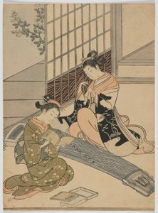 Gansos descendiendo del Koto, período Edo, c.1766 de Suzuki Harunobu