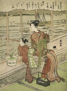 Cerezo de Doble Flor: Motoura de Minami Yamasakiya de Suzuki Harunobu