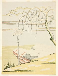 Garzas en la nieve de Suzuki Harunobu