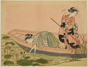 Recogiendo flores de loto de Suzuki Harunobu