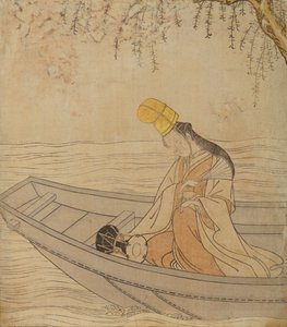 Una mujer en un barco de Suzuki Harunobu