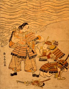Kumagai Naozane y Taira no Atsumori, episodio de la guerra entre Taira y Minamoto de Suzuki Harunobu