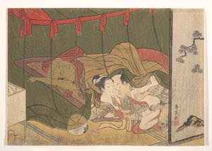 Amantes bajo una mosquitera de Suzuki Harunobu