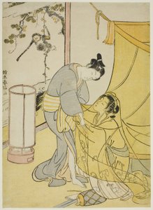 Amantes despidiéndose al amanecer de Suzuki Harunobu