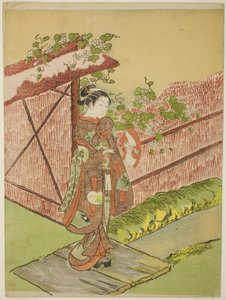 Encuentro con su amante (parodia del capítulo Yugao de "Cuento de Genji") de Suzuki Harunobu