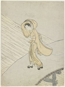Mitate del poema de Fujiwara no Teika cruzando el Sano, 1765