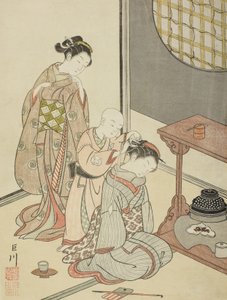 Lluvia nocturna en el puesto de té de Suzuki Harunobu