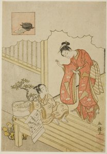 Ono no Komachi lavando el libro de Suzuki Harunobu