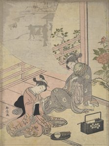 Parodia del cuento del joven Lu: Cortesana soñando, siglo XVIII de Suzuki Harunobu