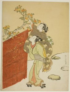 Recogiendo caquis de Suzuki Harunobu