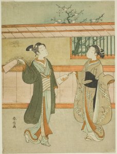 Jugando al Volante y la Pluma de Suzuki Harunobu