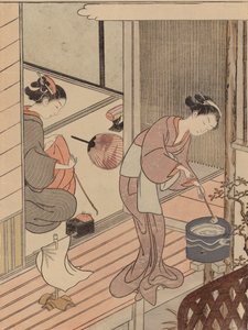 Velas que regresan del toallero, de la serie Ocho vistas de salón de Suzuki Harunobu