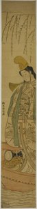Bailarina Shirabyoshi de pie en el barco Asazuma de Suzuki Harunobu