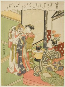 Tamonten, de la serie "Los siete dioses de la buena suerte en la vida moderna (Tosei Shichi Fukujin)" de Suzuki Harunobu