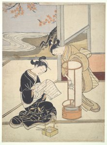 El resplandor vespertino de Andon: Zashiki Hakkei de Suzuki Harunobu